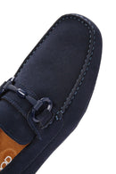 Men's Navy Blue Suede Leather Casual Loafer | Derimod