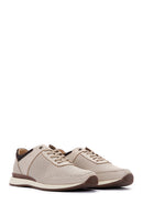 Men's Beige Leather Printed Sneaker | Derimod