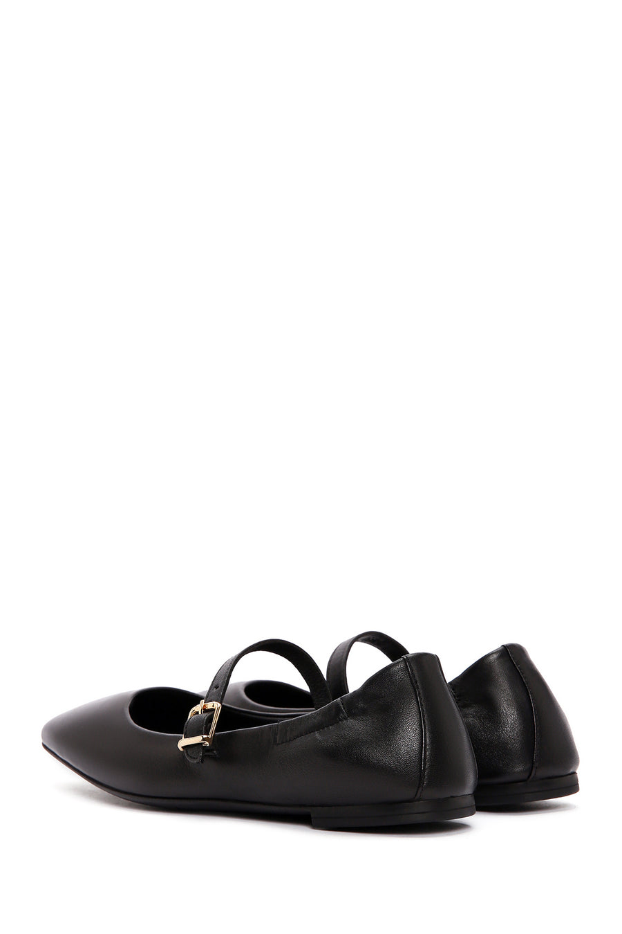 Women's Black Banded Leather Ballerinas