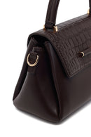 Woman Brown Long-Strap Croc-Pattern Classic Shoulder Bag | Derimod
