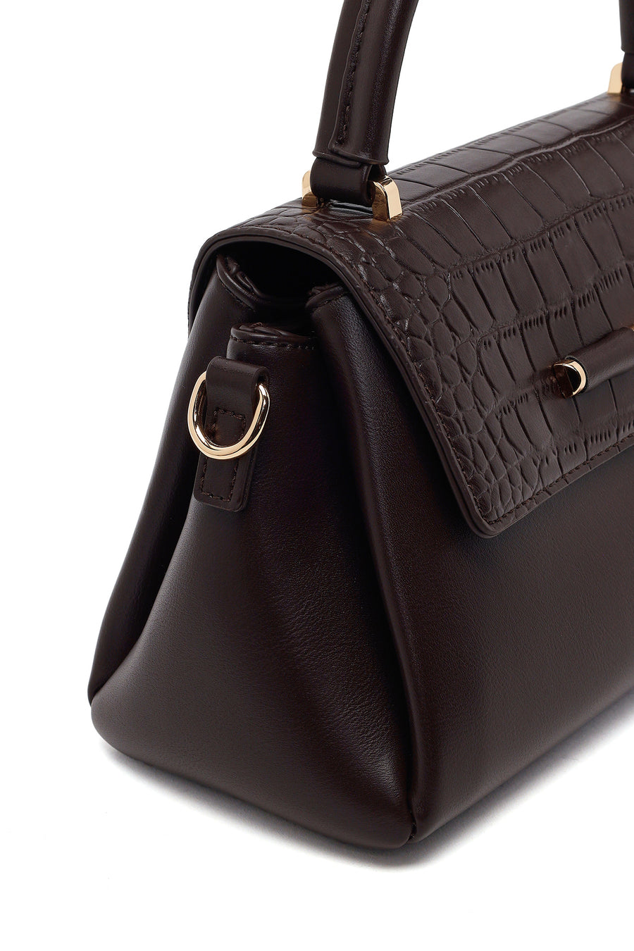 Woman Brown Long-Strap Croc-Pattern Classic Shoulder Bag