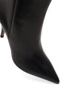 Woman Black Zip Closure Stiletto Heel Leather Boots | Derimod