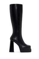 Women's Black Leather Platform High Heel Boots | Derimod