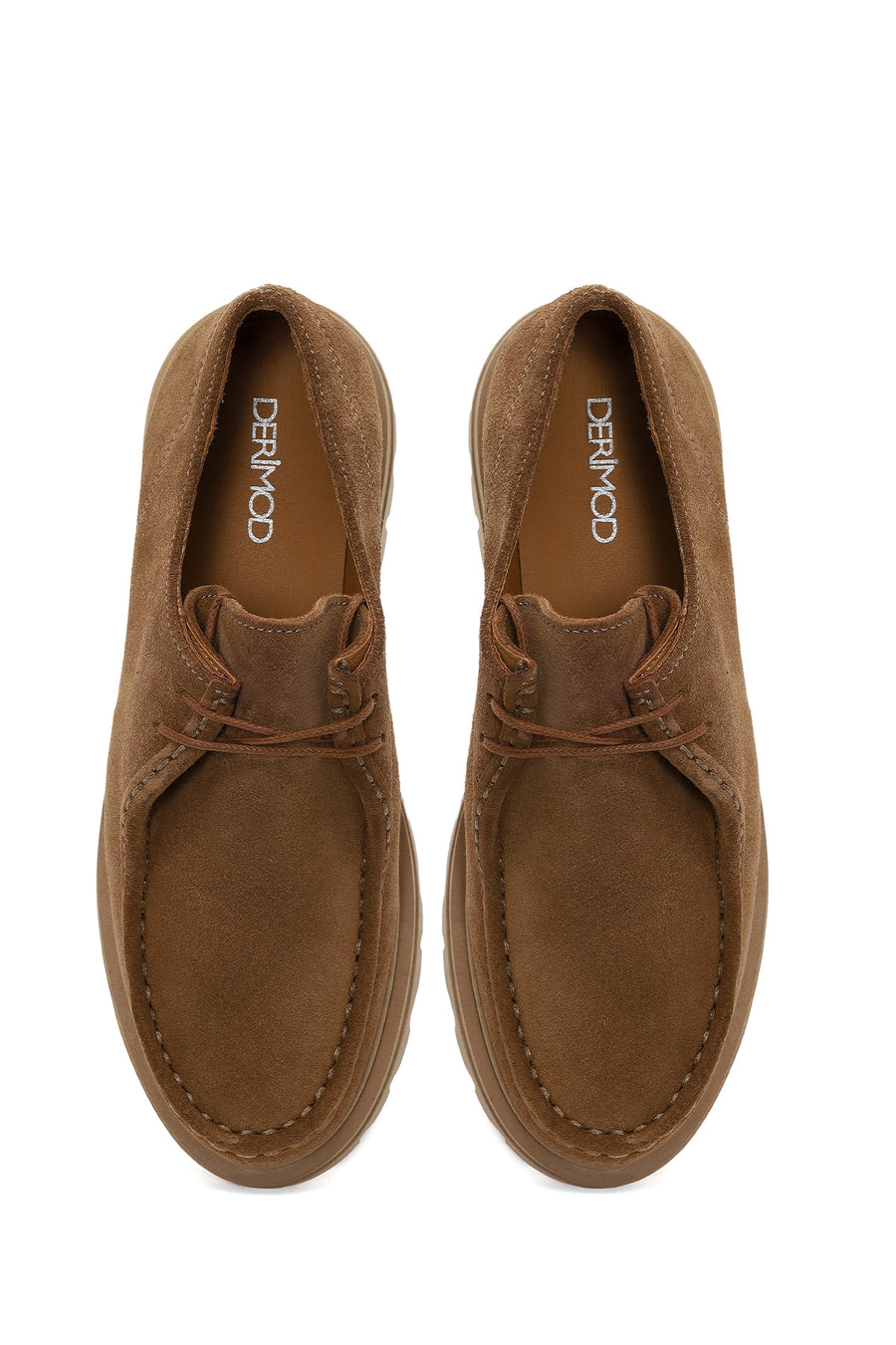 Woman Camel Lace-Up Suede Leather Masculine Shoes