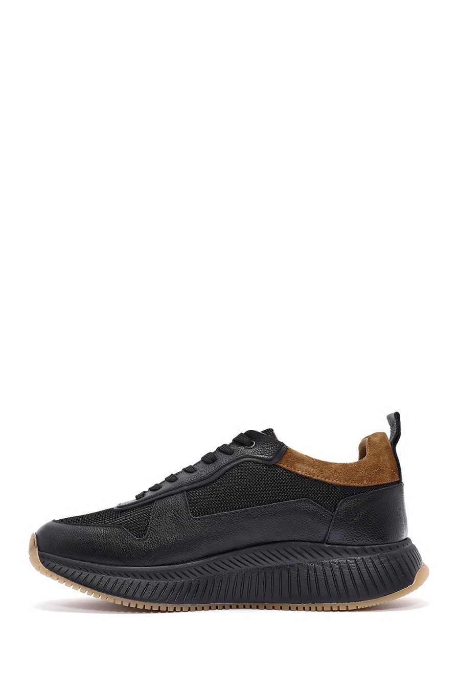Men's Black Lace-up Leather Sneaker