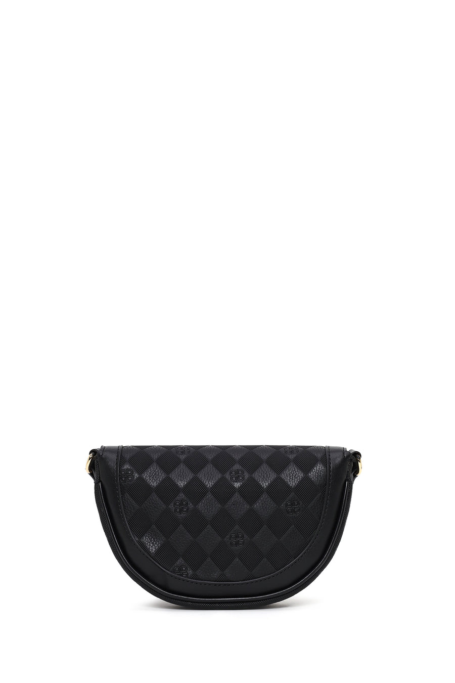 Woman Black Long-Strap Printed Mini Crossbody Bag