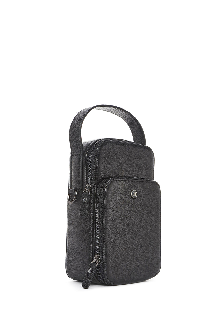 Men's Black Long Strap Leather Handbag