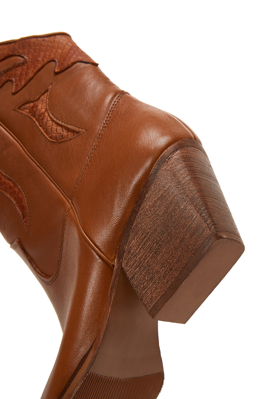 Women's Tan Leather Heeled Cowboy Western Boots