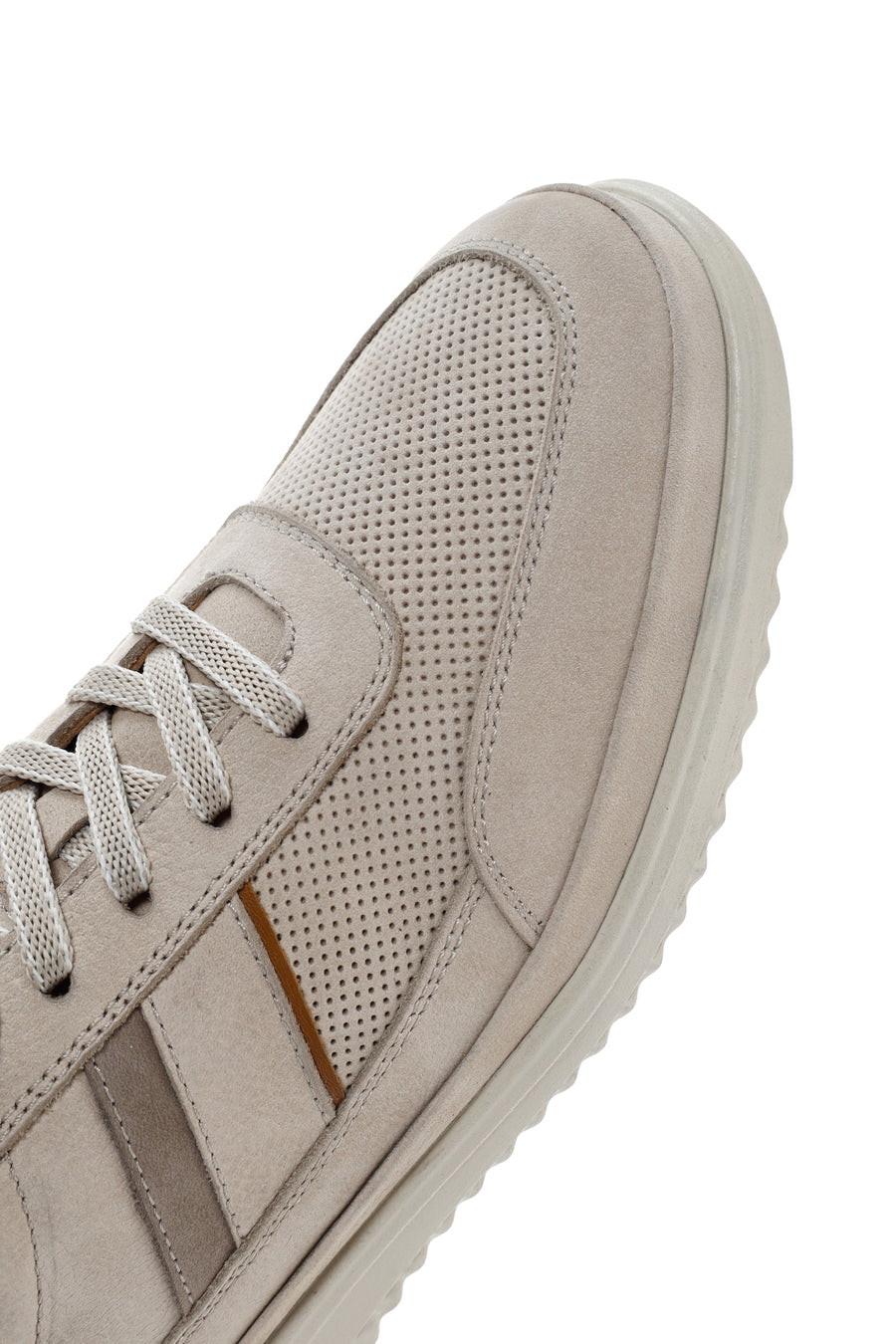 Erkek Bej Bağcıklı Nubuk Deri Sneaker