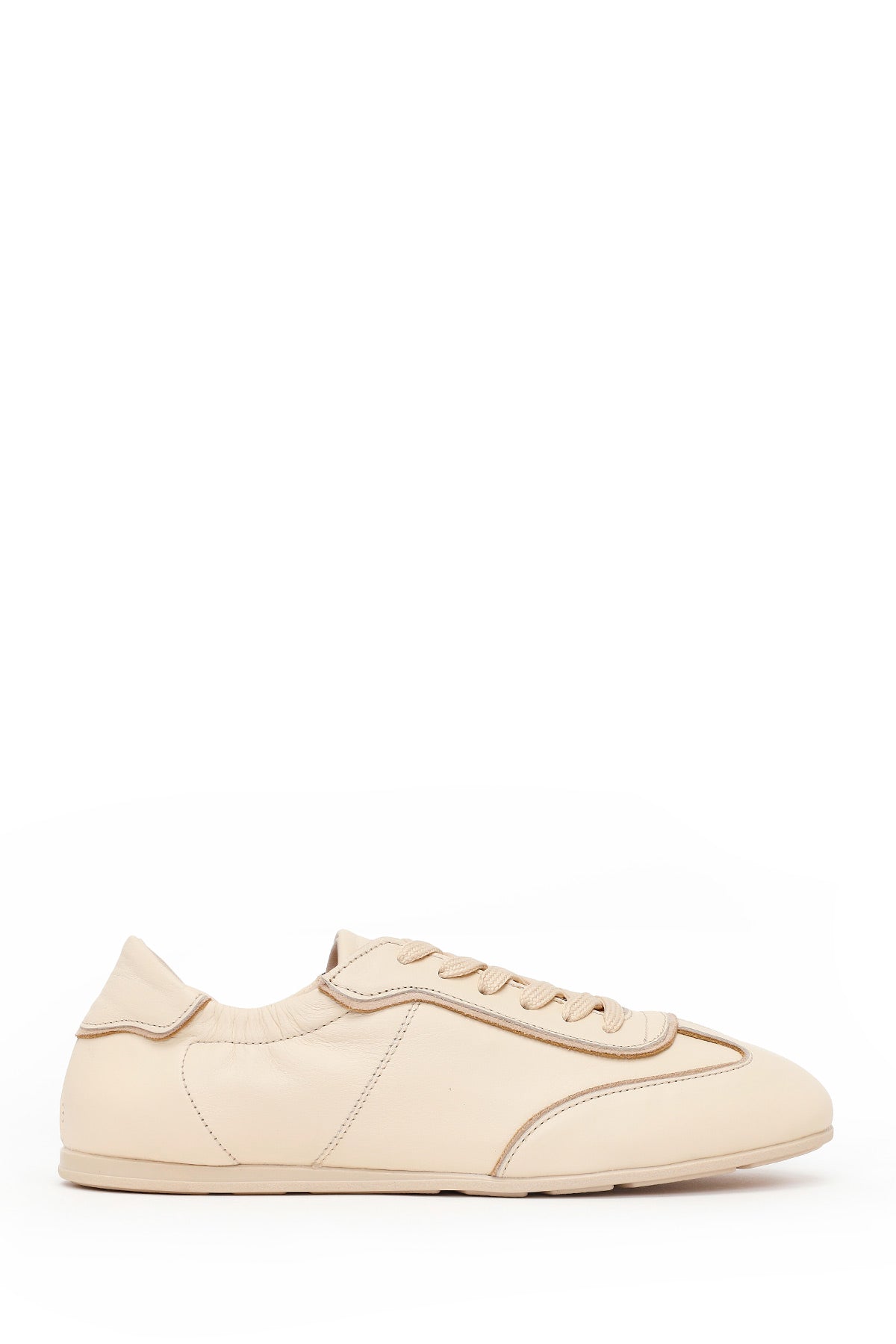 Woman Beige Lace-Up Leather Sneakers 26PFD220718 | Derimod