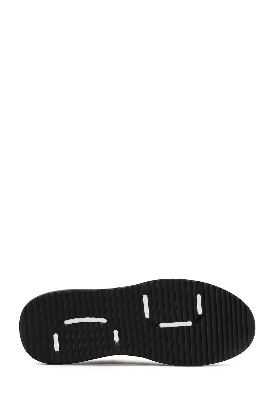 Men's Black Lace-Up Perforated Leather Sneakers