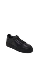 Male Black Lace-Up Thick-Soled Leather Sneaker | Derimod