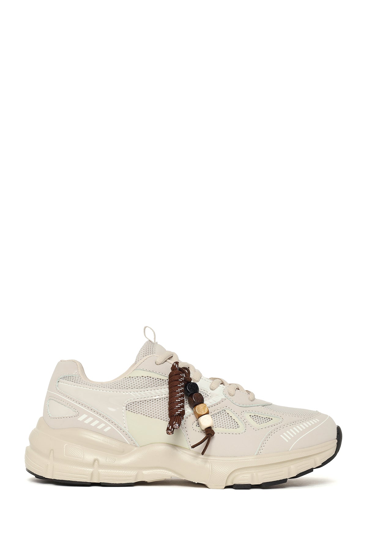 Kadın Bej Bağcıklı Kalın Tabanlı Charmlı Sneaker 26PFE496114 | Derimod