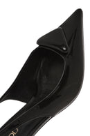 Women's Black Open Back Slim High Heel Leather Shoes | Derimod