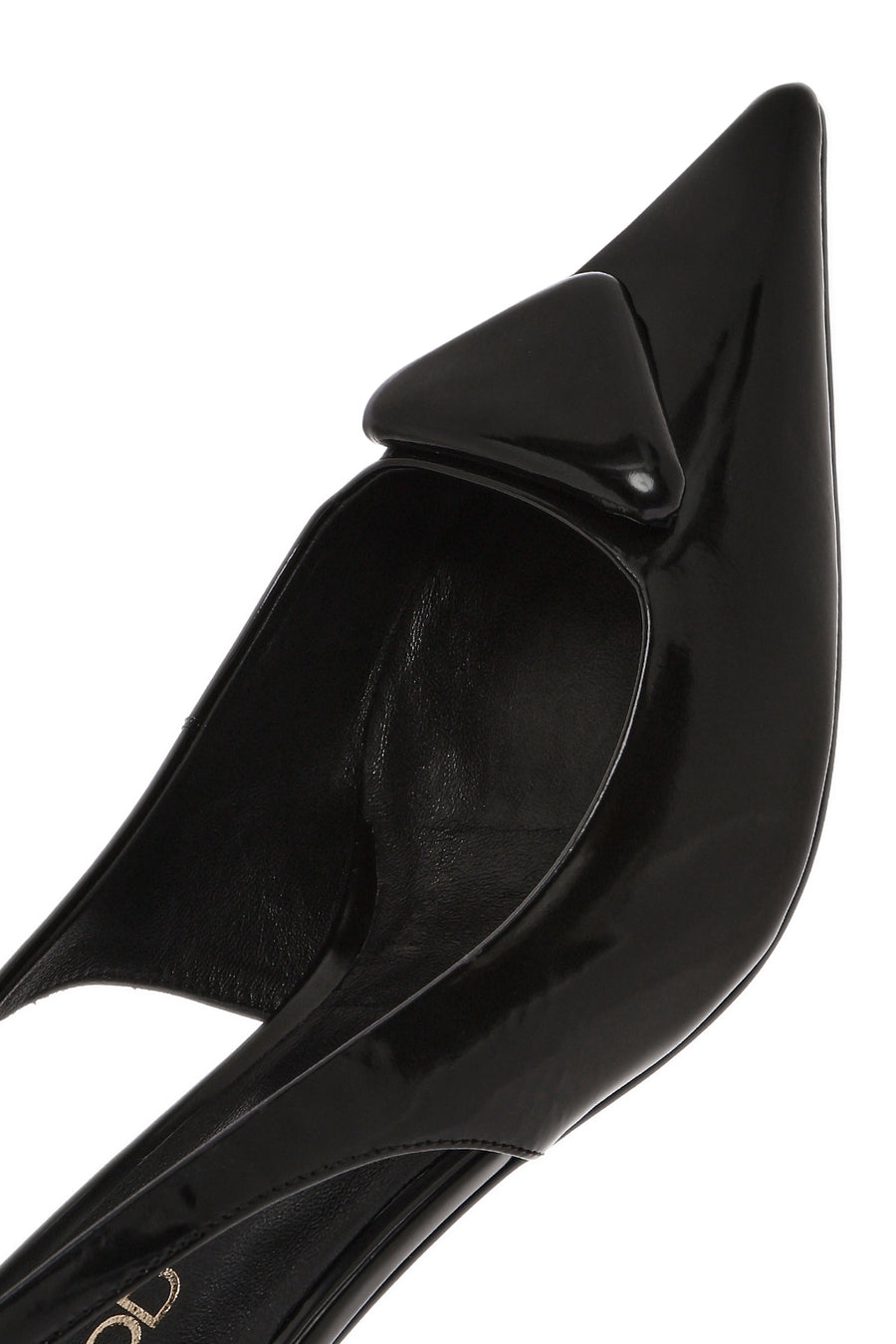 Women's Black Open Back Slim High Heel Leather Shoes