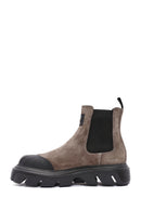 Men's Mink Thick Sole Suede Leather Chelsea Boots | Derimod