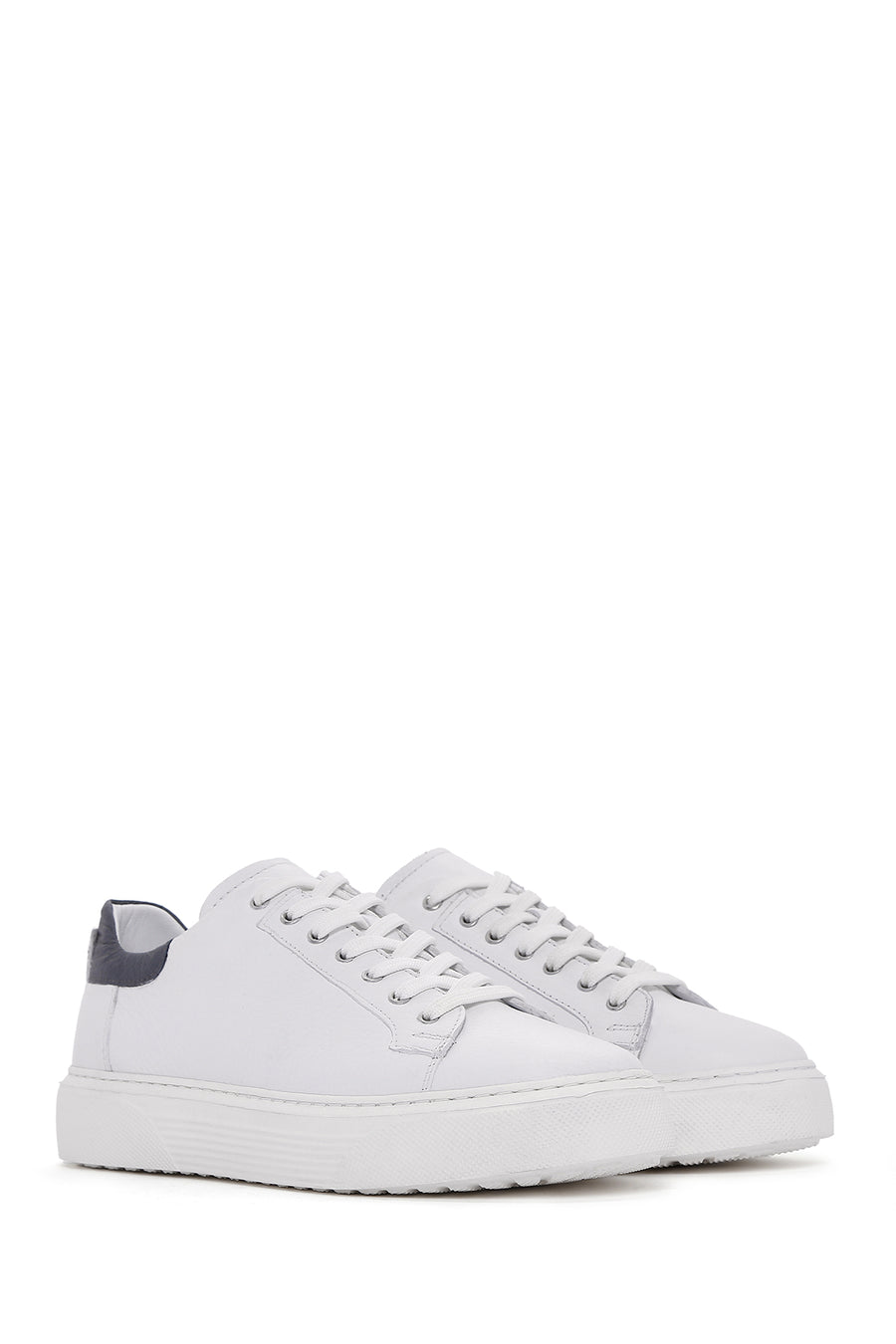 Men's White Lace-up Leather Sneaker