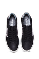 Women's Black Leather Patterned Sneaker | Derimod