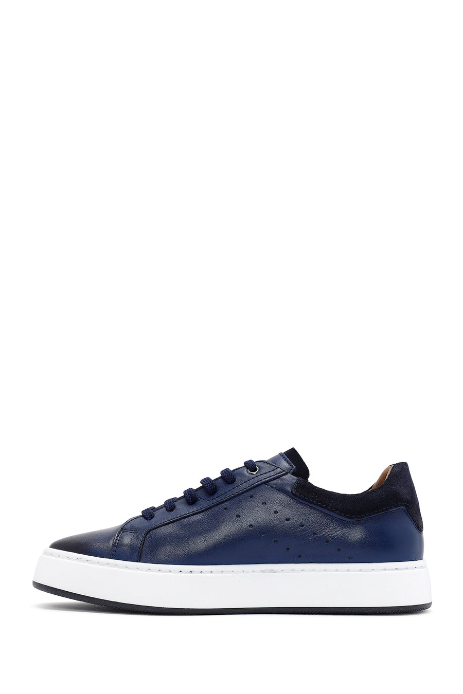 Men's Navy Blue Lace-Up Leather Sneaker