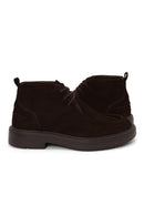 Male Brown Lace-Up Thick-Soled Suede Casual Boots | Derimod