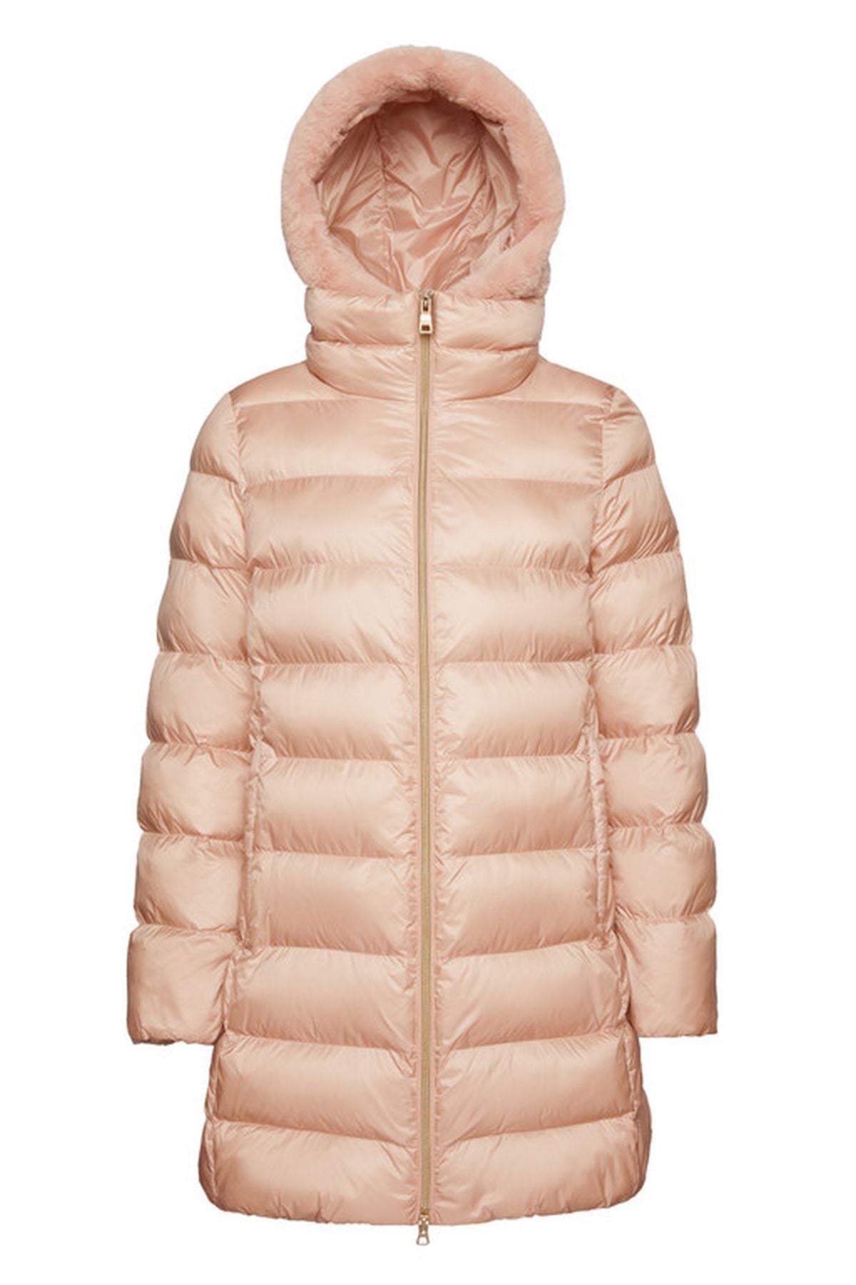 Geox Women's Pink Desya Double Collar Hooded Fur Coat W3628FTC177F1718 | Derimod