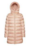 Geox Women's Pink Desya Double Collar Hooded Fur Coat | Derimod