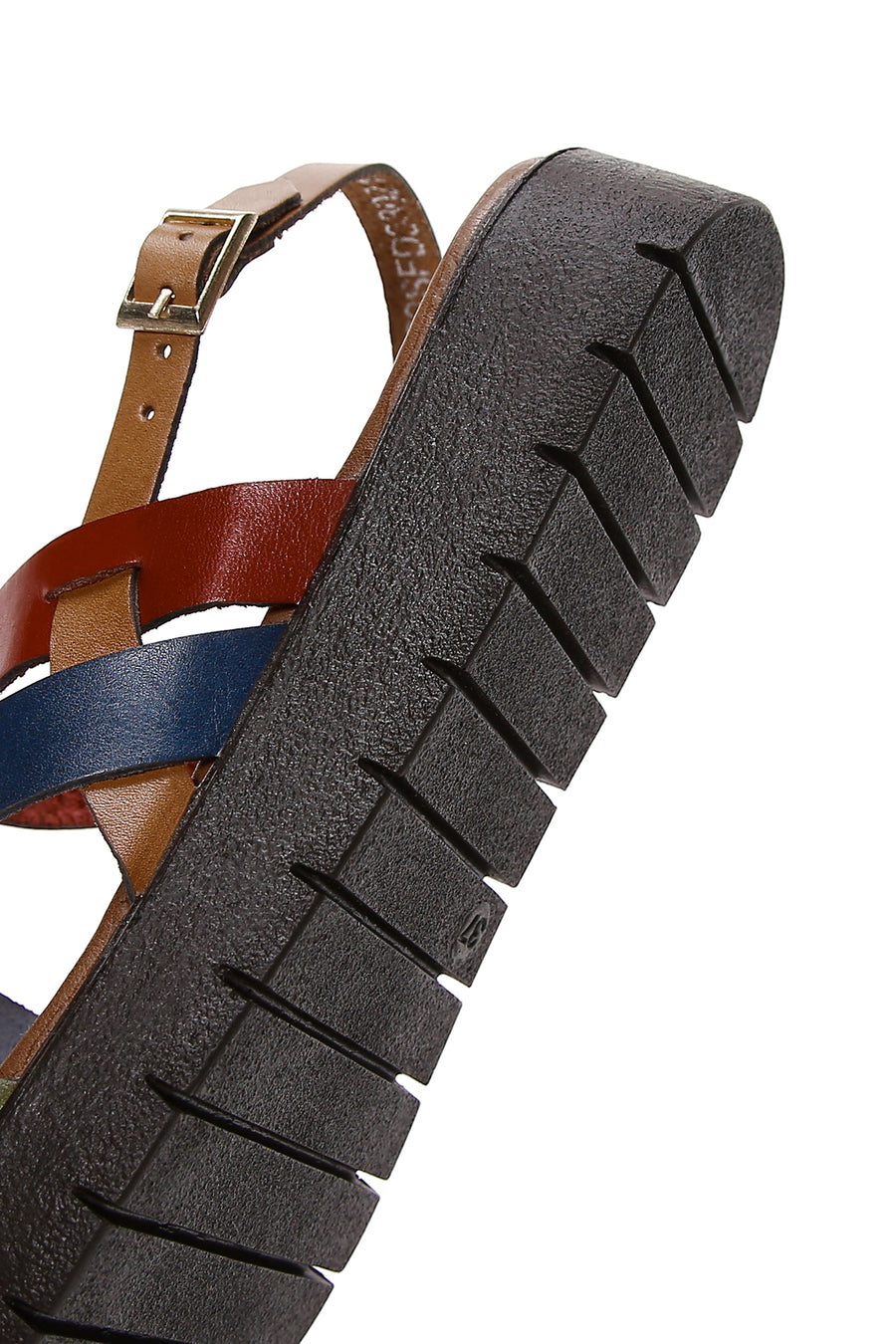 Women's Multicolored Ankle Strap Leather Bodrum Sandals