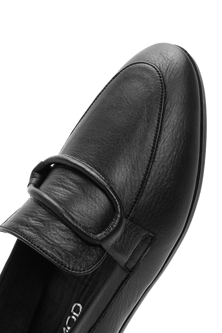 Women's Black Leather Masculine Loafer