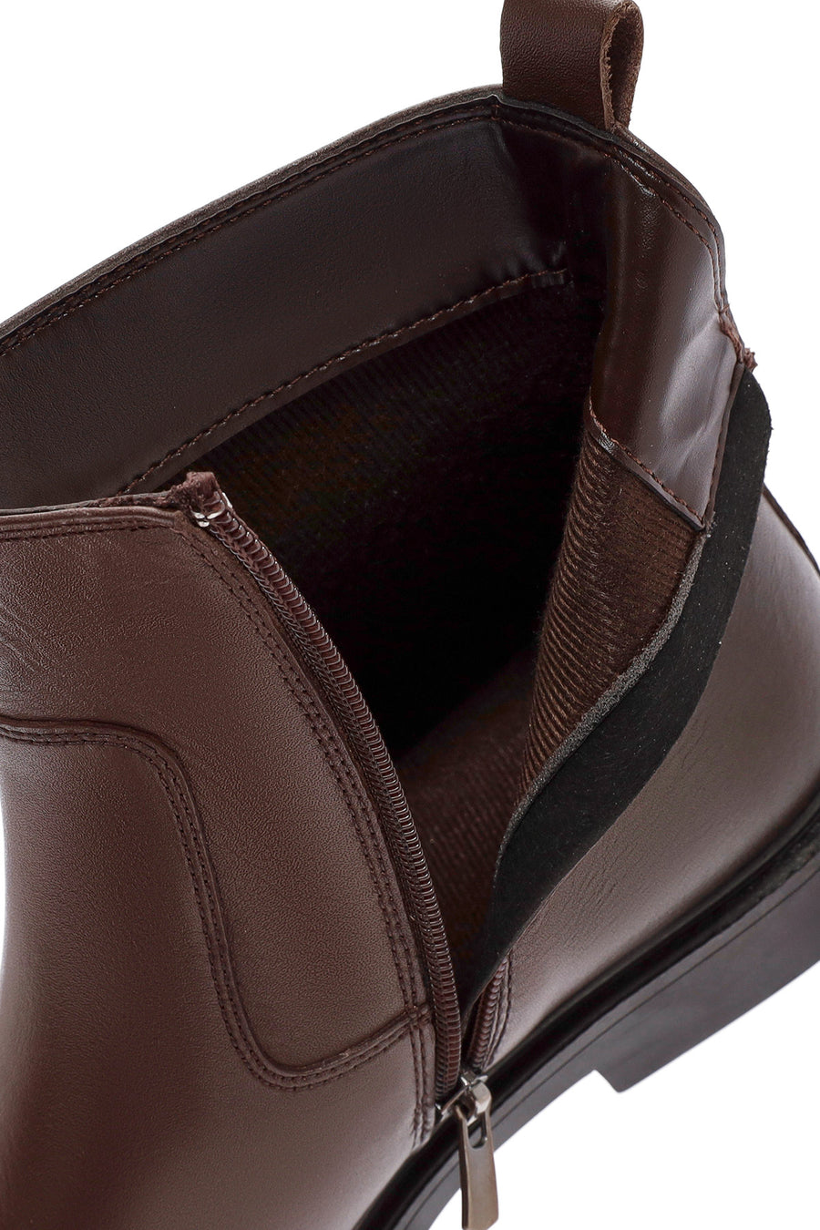 Men's Brown Zippered Leather Casual Boots