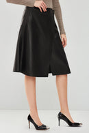 Mia Women's Black Leather Skirt | Derimod