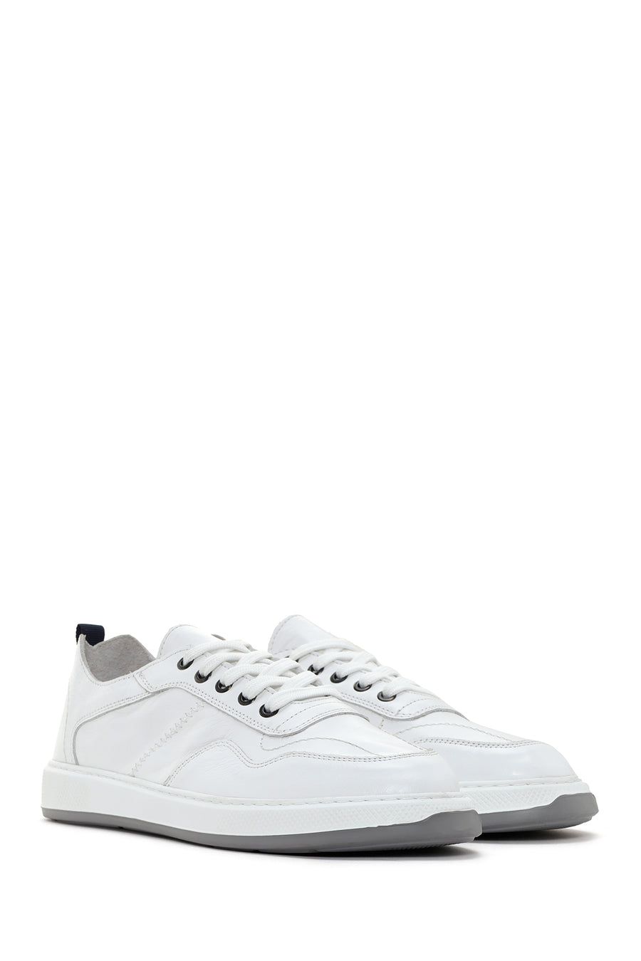Men's White Lace-up Leather Sneaker