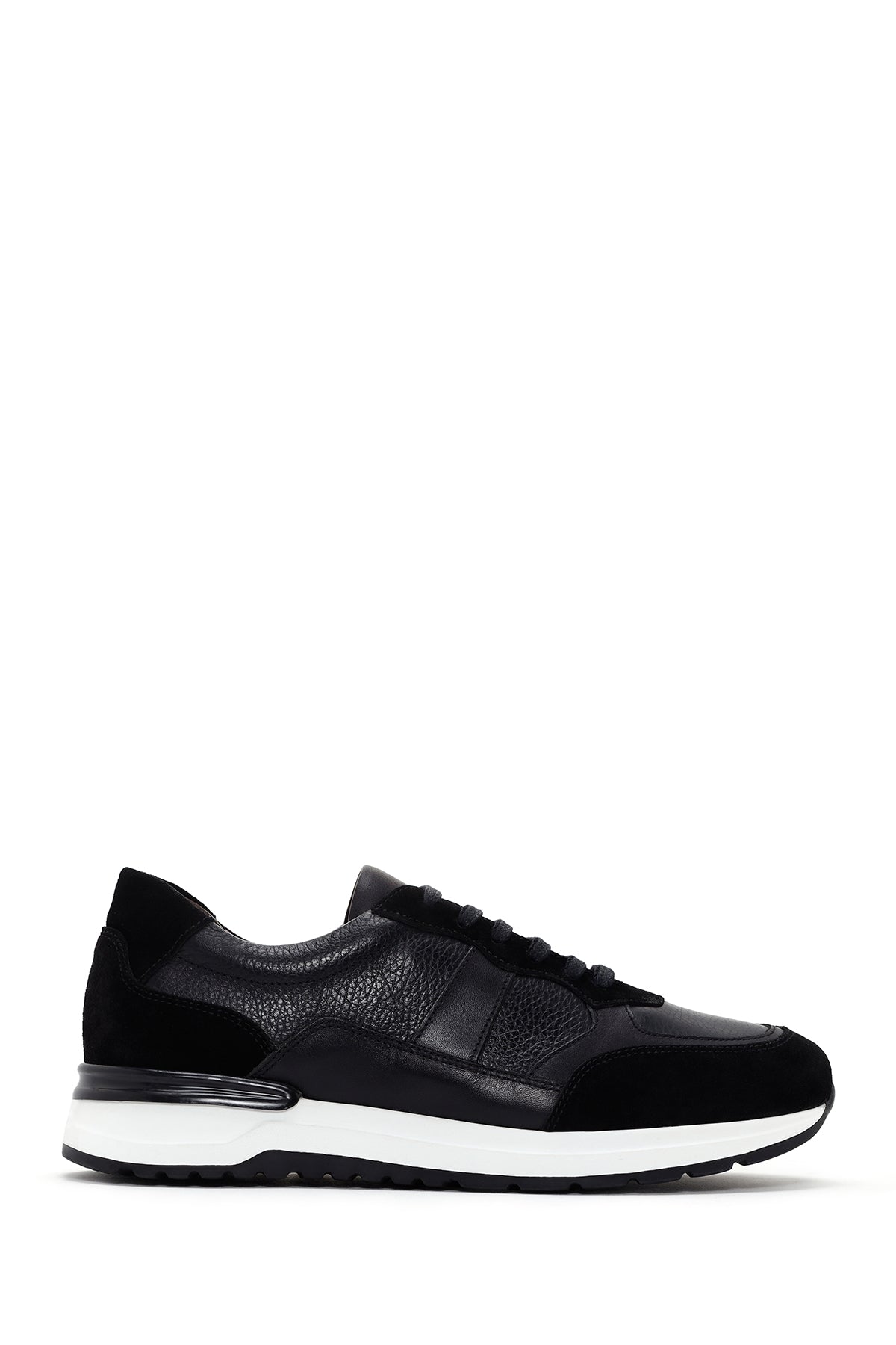 Erkek Siyah Bağcıklı Deri Casual Sneaker 24SFD650514 | Derimod