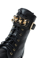 Women's Black Leather Buckle Heeled Boots | Derimod