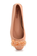 Women's Leather Bead Detailed Ballerinas | Derimod