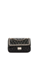 Women's Black Long Strap Quilted Patterned Shoulder Bag | Derimod