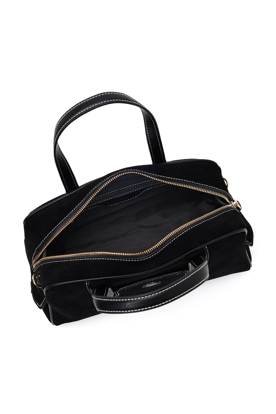 Woman Black Long-Strap Suede Shoulder Bag