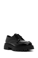 Women's Black Thick Sole Lace-Up Leather Masculine Loafer | Derimod