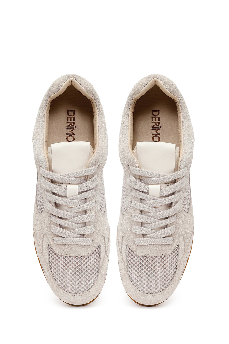 Kadın Bej Bağcıklı Süet Deri Sneaker
