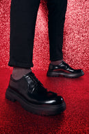 Erkek Siyah Kalın Tabanlı Rugan Deri Casual Ayakkabı | Derimod