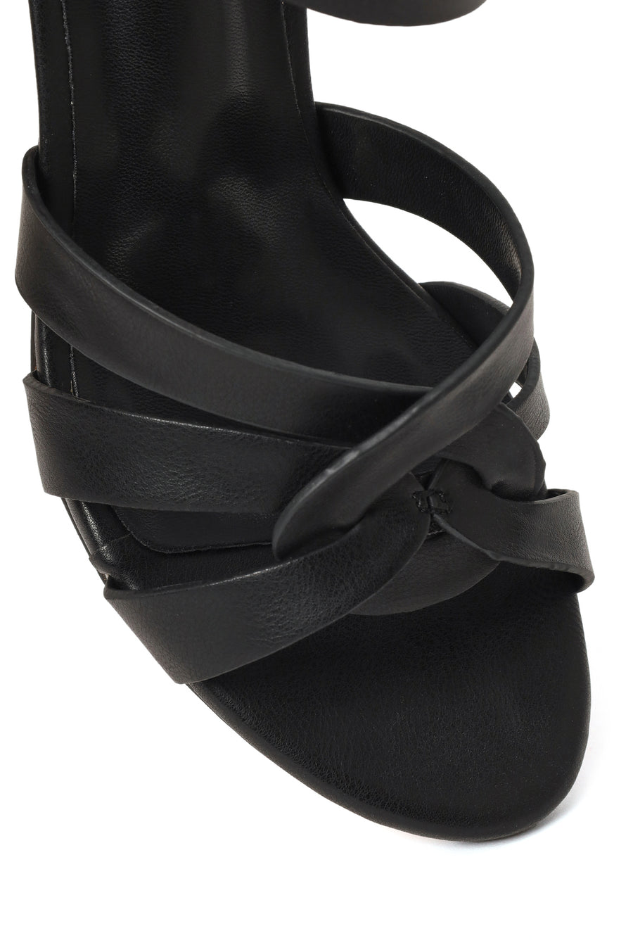 Woman Black Ankle-Buckle Chunky-Heel Sandals