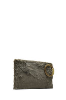 Women's Khaki Chain Strap Plush Clutch Bag | Derimod