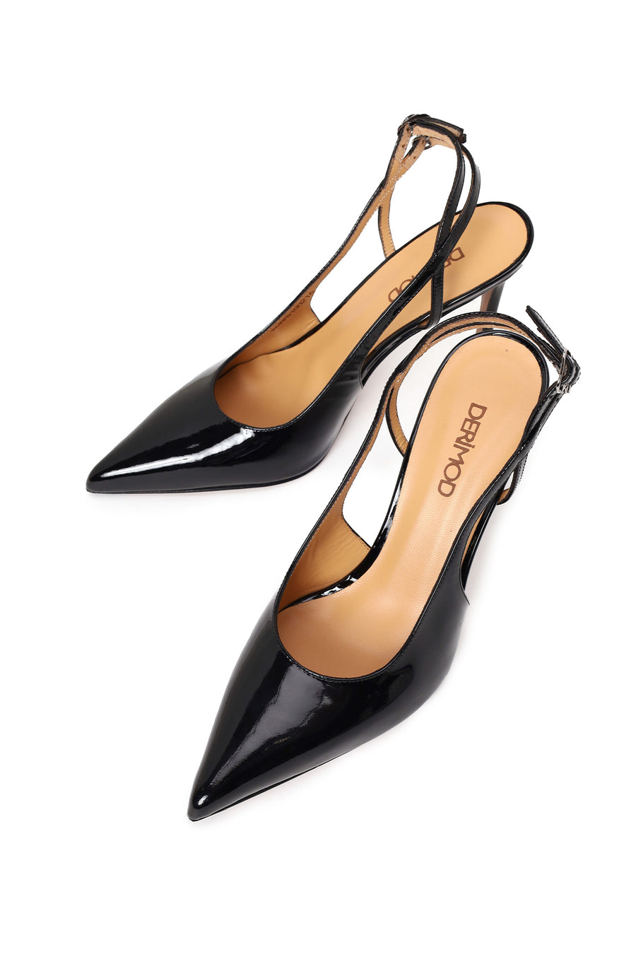 Woman Black Backless High Thin-Heeled Patent Leather Leather Shoes