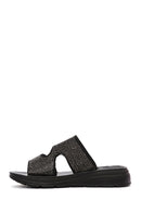 Women's Black Stone Comfort Slippers | Derimod