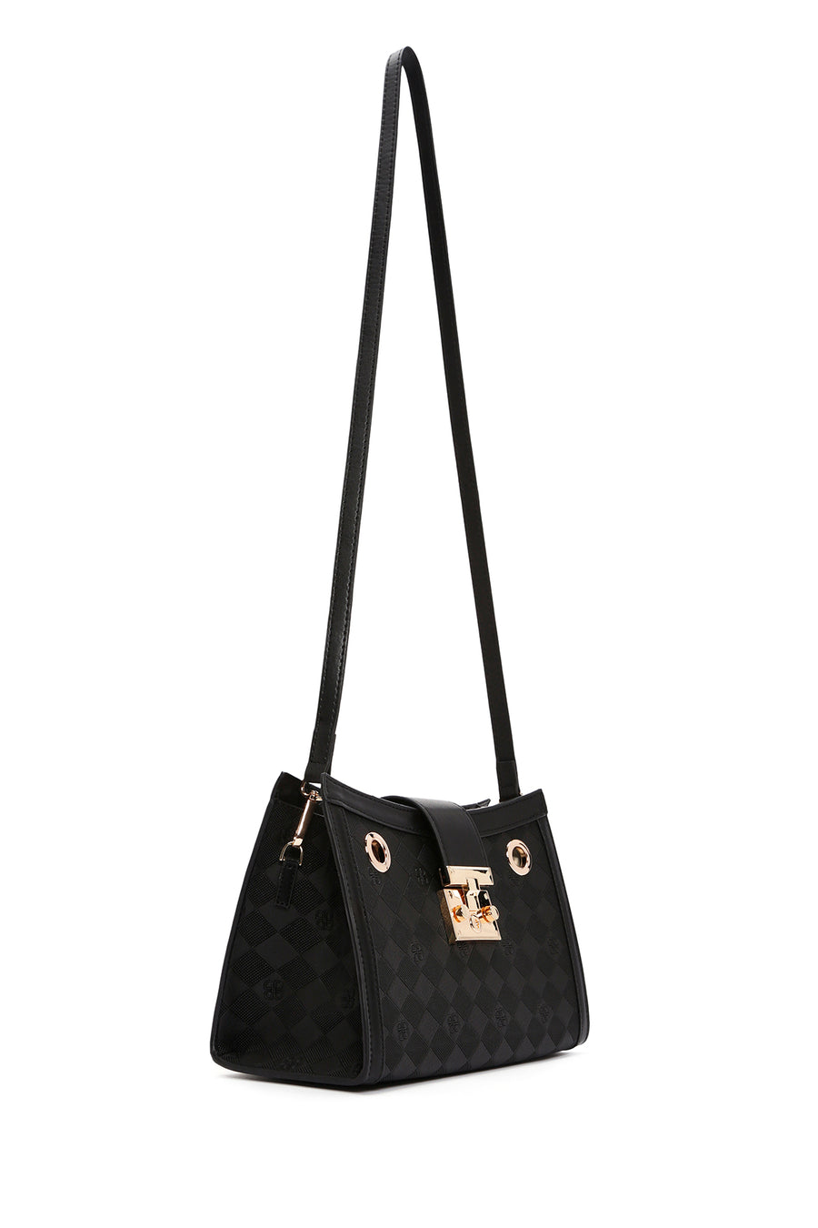 Women's Black Long Strap Printed Shoulder Bag