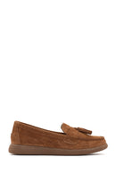 Women's Tan Suede Leather Comfort Loafer | Derimod