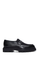 Men's Black Leather Thick Soled Casual Loafer | Derimod