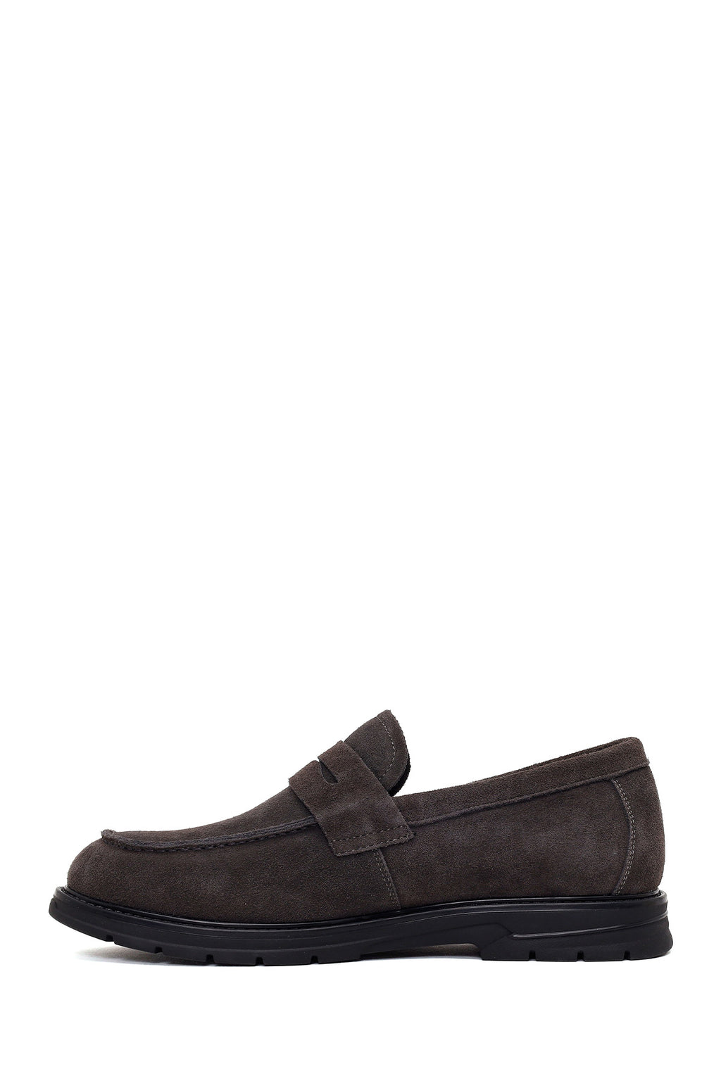 Erkek Gri Süet Deri Casual Loafer