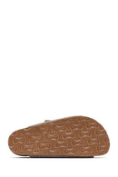 Women's Mink Buckled Suede Leather Slippers | Derimod