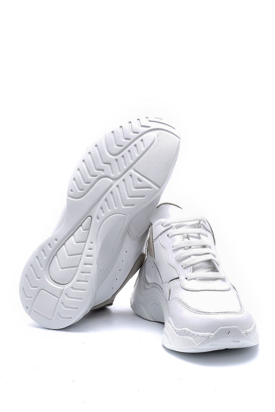 Women's Leather High-Sole Sneaker