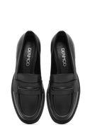Women's Black Leather Masculine Loafer | Derimod